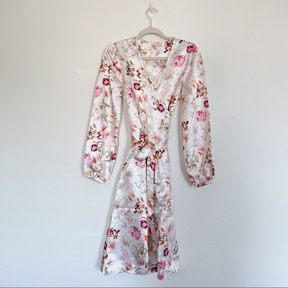 byTiMO Satin Floral Synthetic Wrap Midi Dress size - Picture 4 of 12